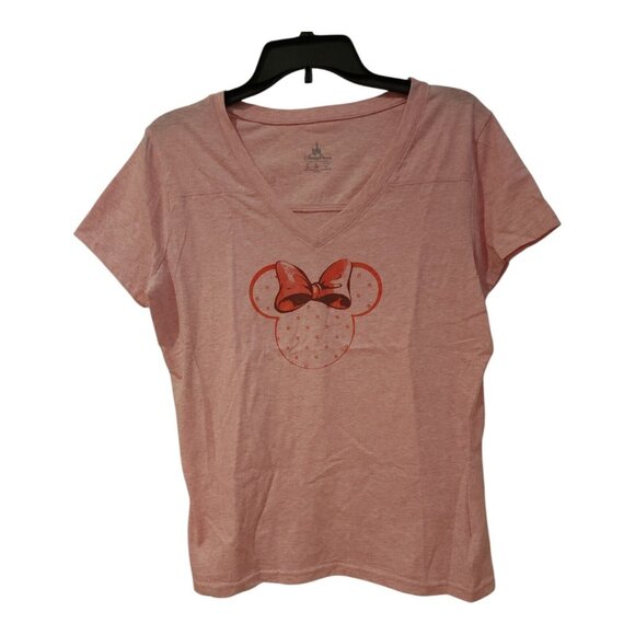 Disney Parks Authentic Minnie Mouse Ears Polka Dots Pink V Neck Pajama Set Short - Picture 6 of 16